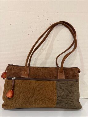 Chiron Two-Tone Brown Suede &Leather Shoulder Bag